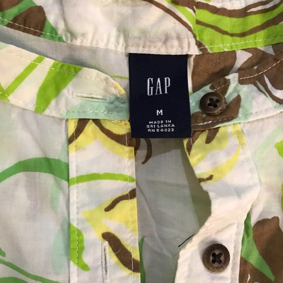 Excellent Condition White Leaf Like Pattern Upper Button  Tunic Size M By GAP - Picture 3 of 4